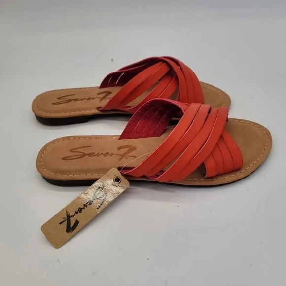New SEVEN7 Women's Sandals Shoe size 9 M (Eur 40) Orange Tan Faux Leather - Picture 10 of 10
